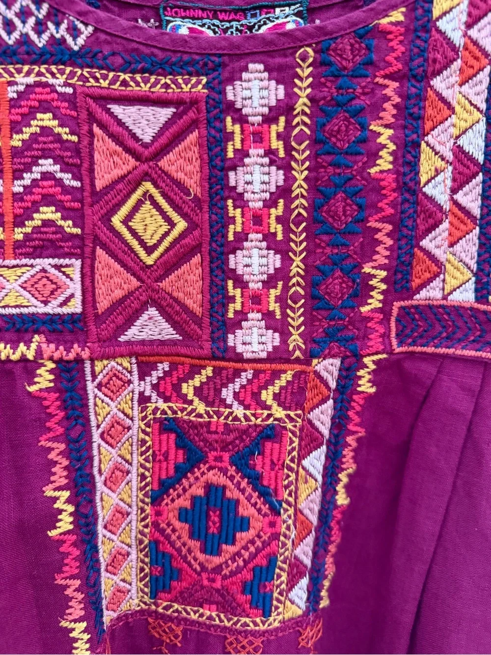 Johnny Was Embroidered Linen Shift Dress | Boho Artisan Tunic | Medium
